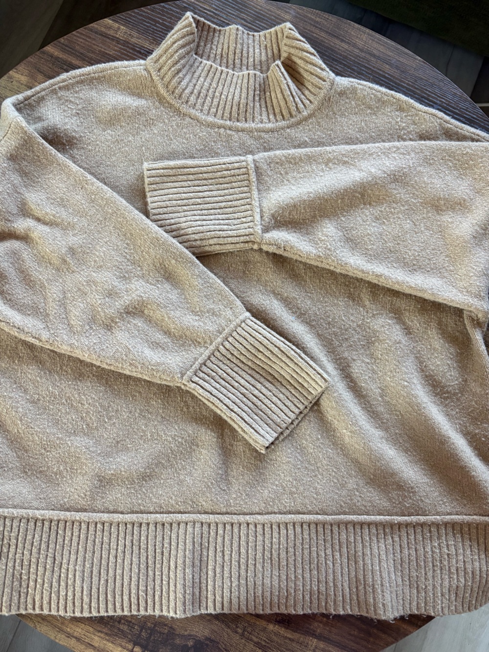 Nine West Camel Ribbed Knit Sweater